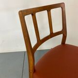 Mid-Century Danish Teak and Leather Dining Chairs by Johannes Andersen for Uldum Møbelfabrik, 1950s, Set of 4