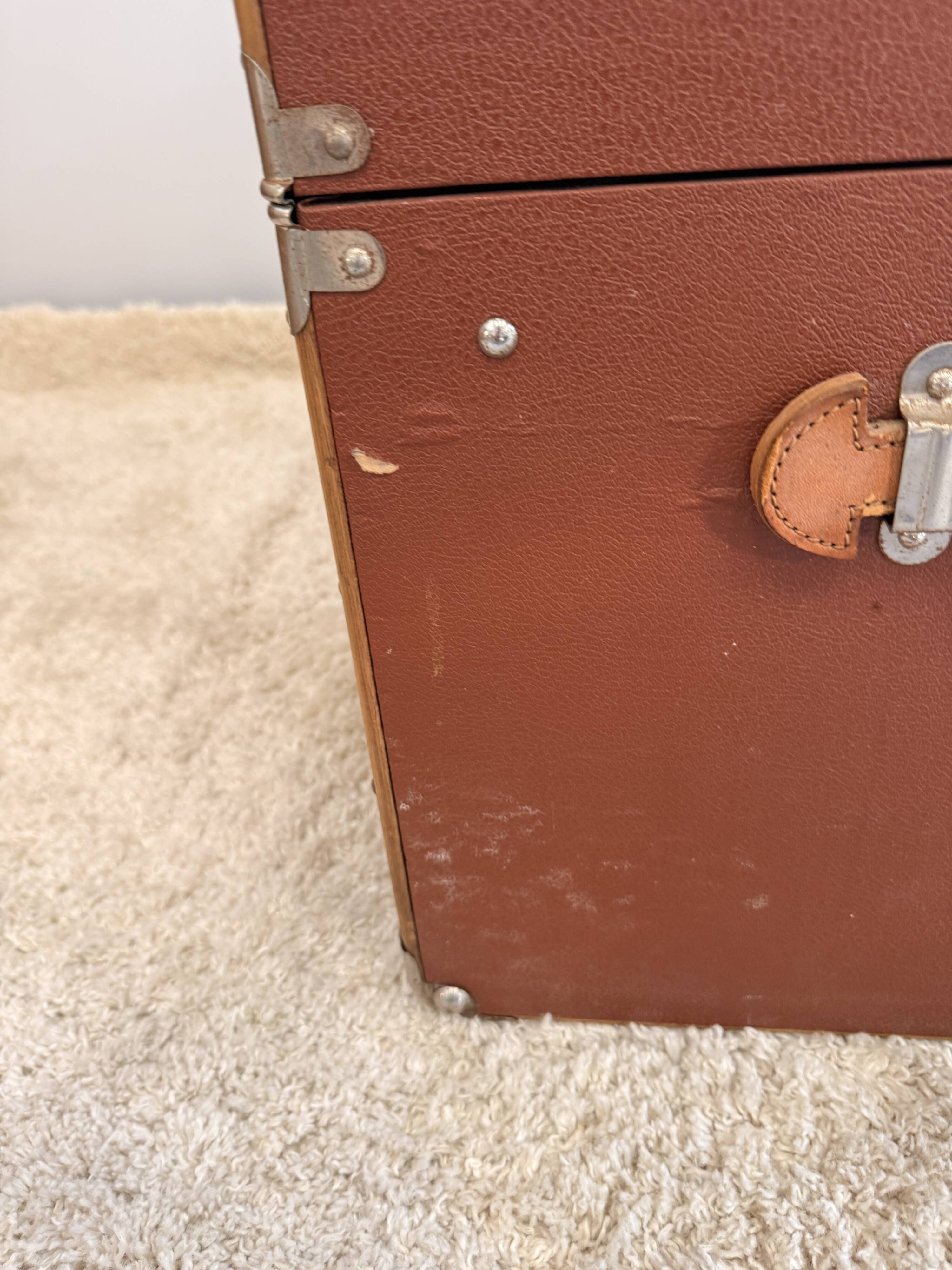 Vintage wooden and metal travel trunk