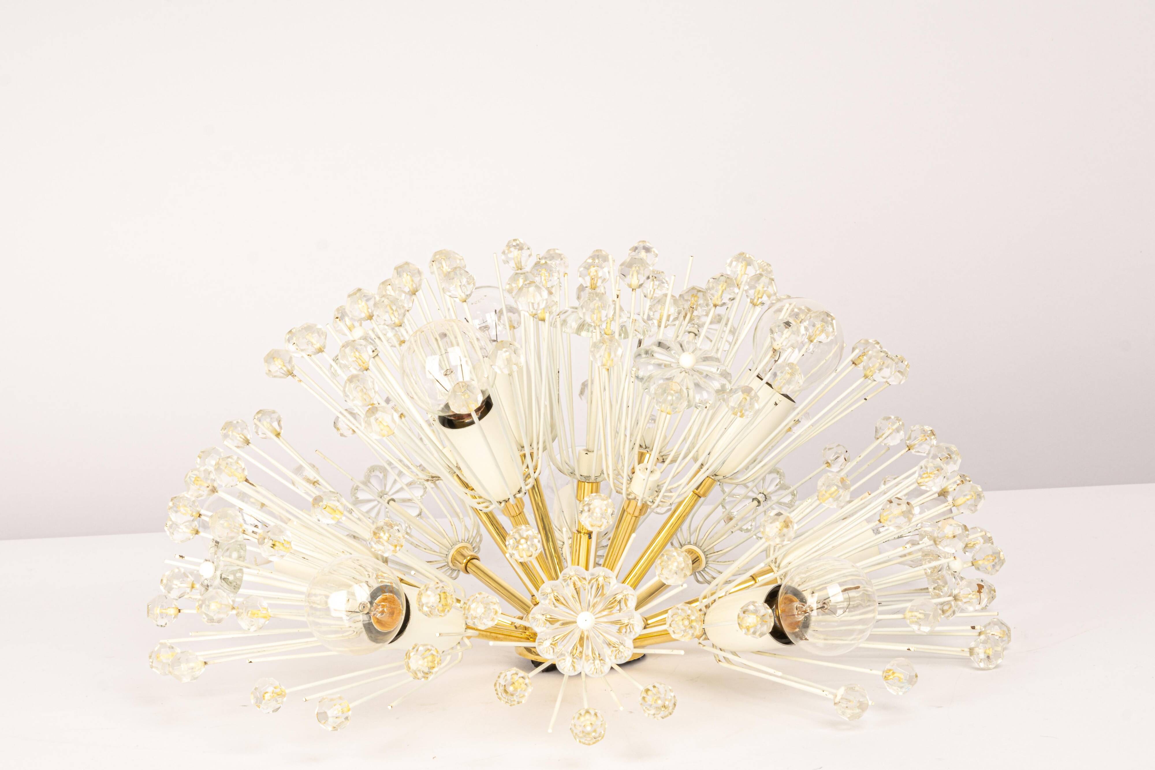 Star Ceiling Light in Brass and Crystal by Emil Stejnar, Austria, 1960s