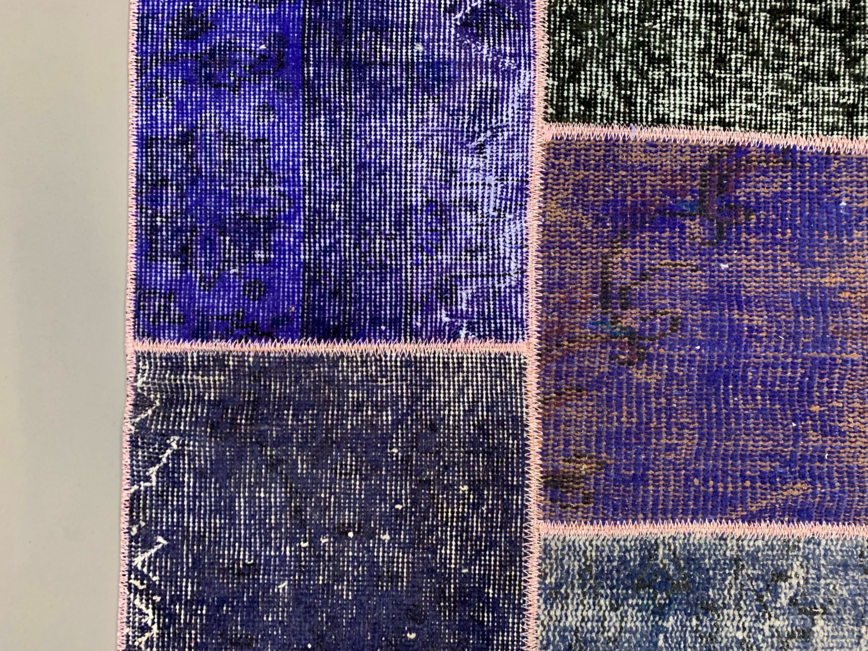 Distressed vintage turkish patchwork rug 150x100 cm wool medium