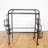 Iron and glass serving trolley from the 70s