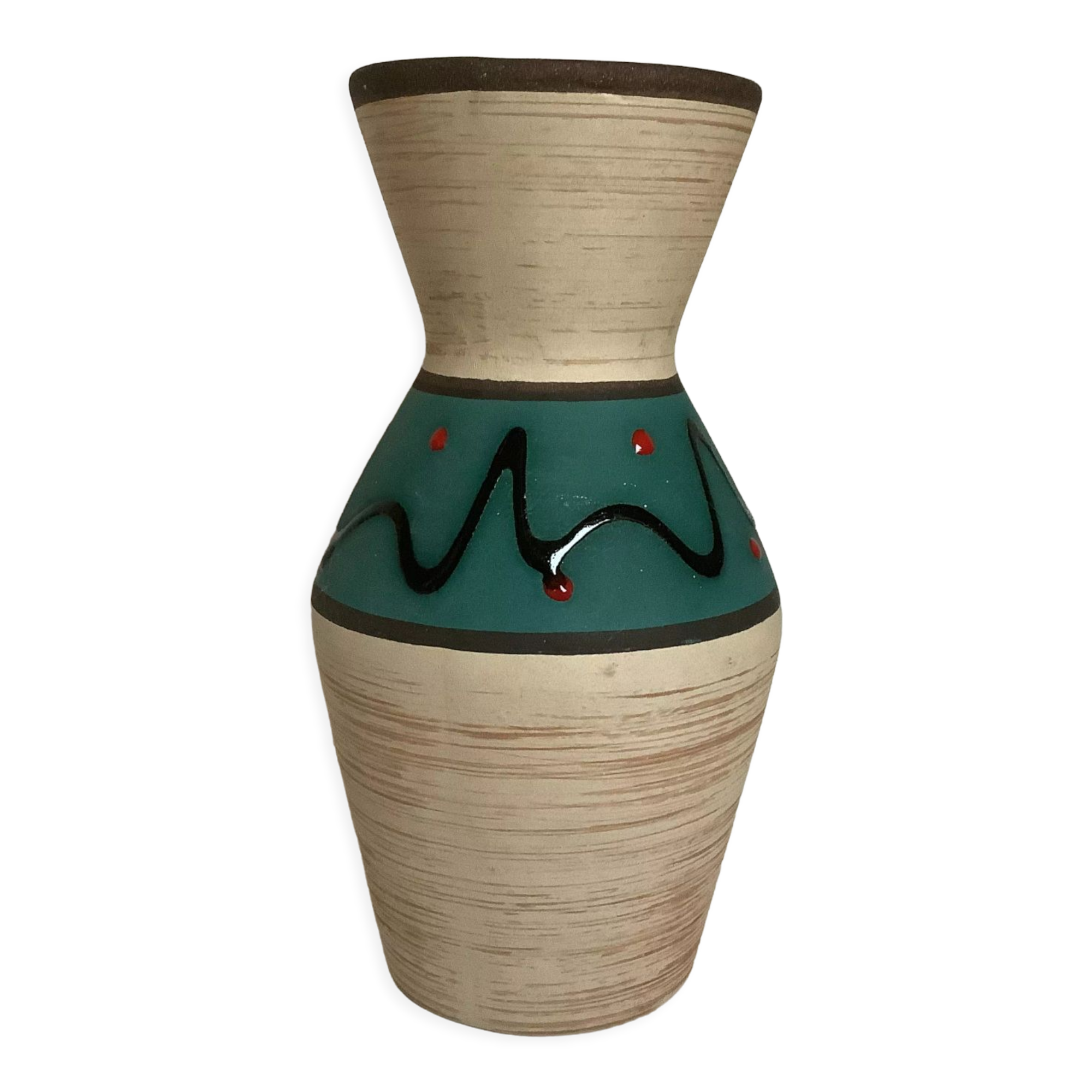 Matte green beige vase Germany