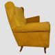 Mid-Century Three Seats Velvet Yellow Sofa, in the style of Gio Ponti