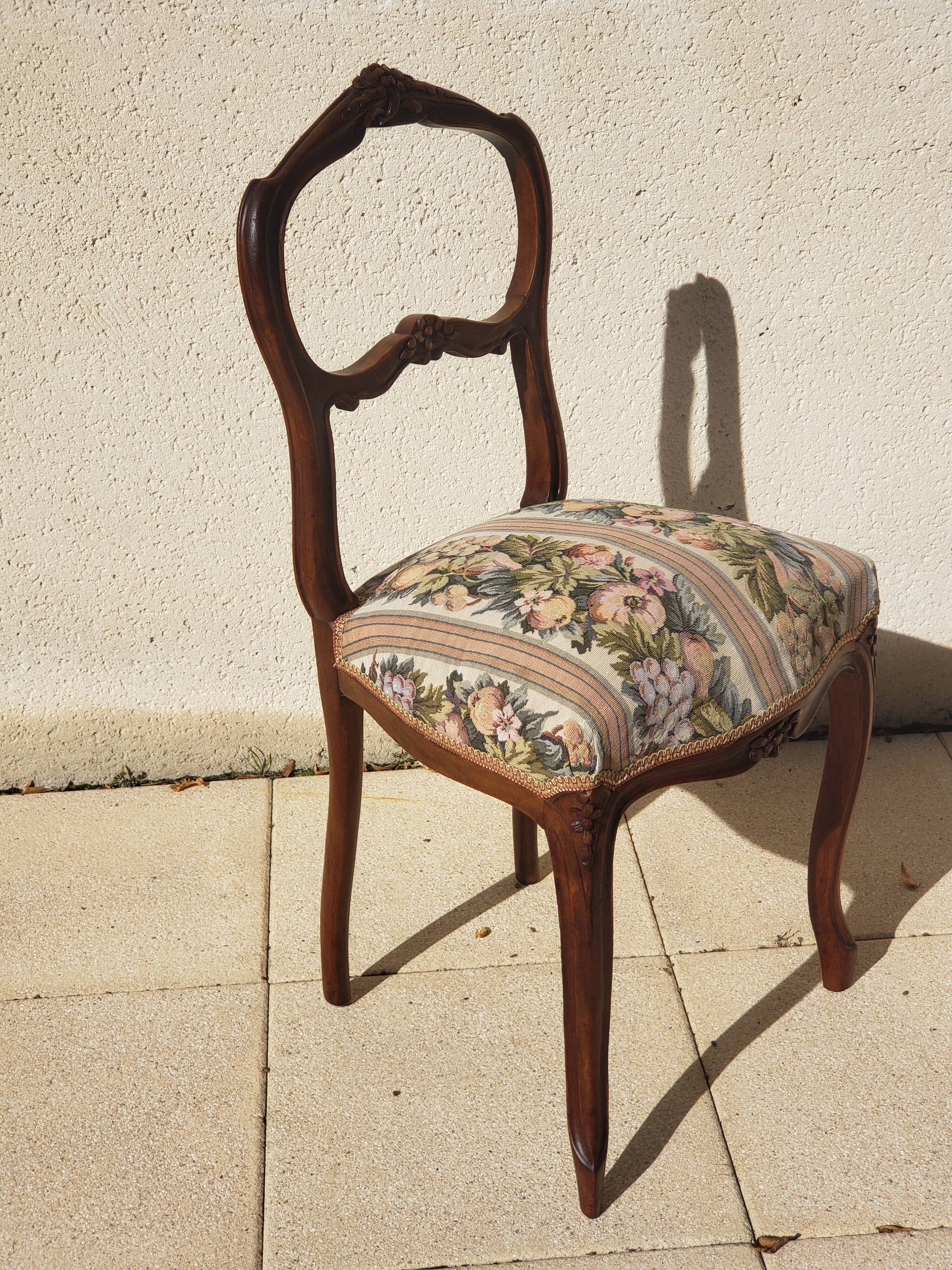 2 antique Louis XV style walnut chairs