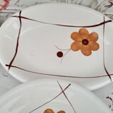 Set of vintage Italian dishes in ecru ceramic with daisy decoration "PRIMULA Made in Italy"