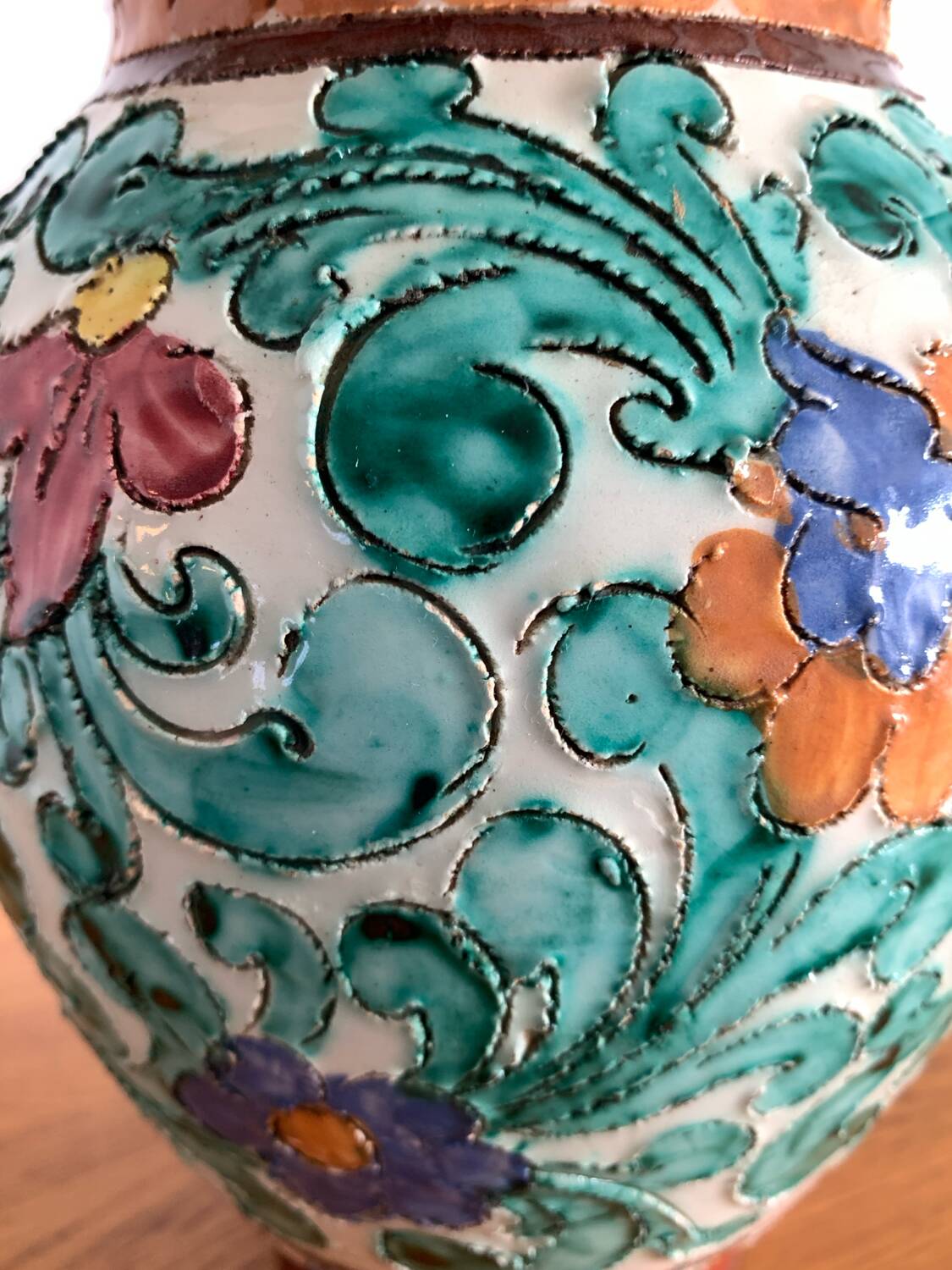 Cerart Monaco vase – relief floral decoration – signed and numbered – year