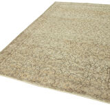 Handwoven vintage anatolian beige carpet 188 cm x 296 cm