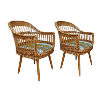 Pair of vintage rattan armchairs
