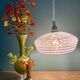 Vintage white clichy glass lampshade pendant light with red trim