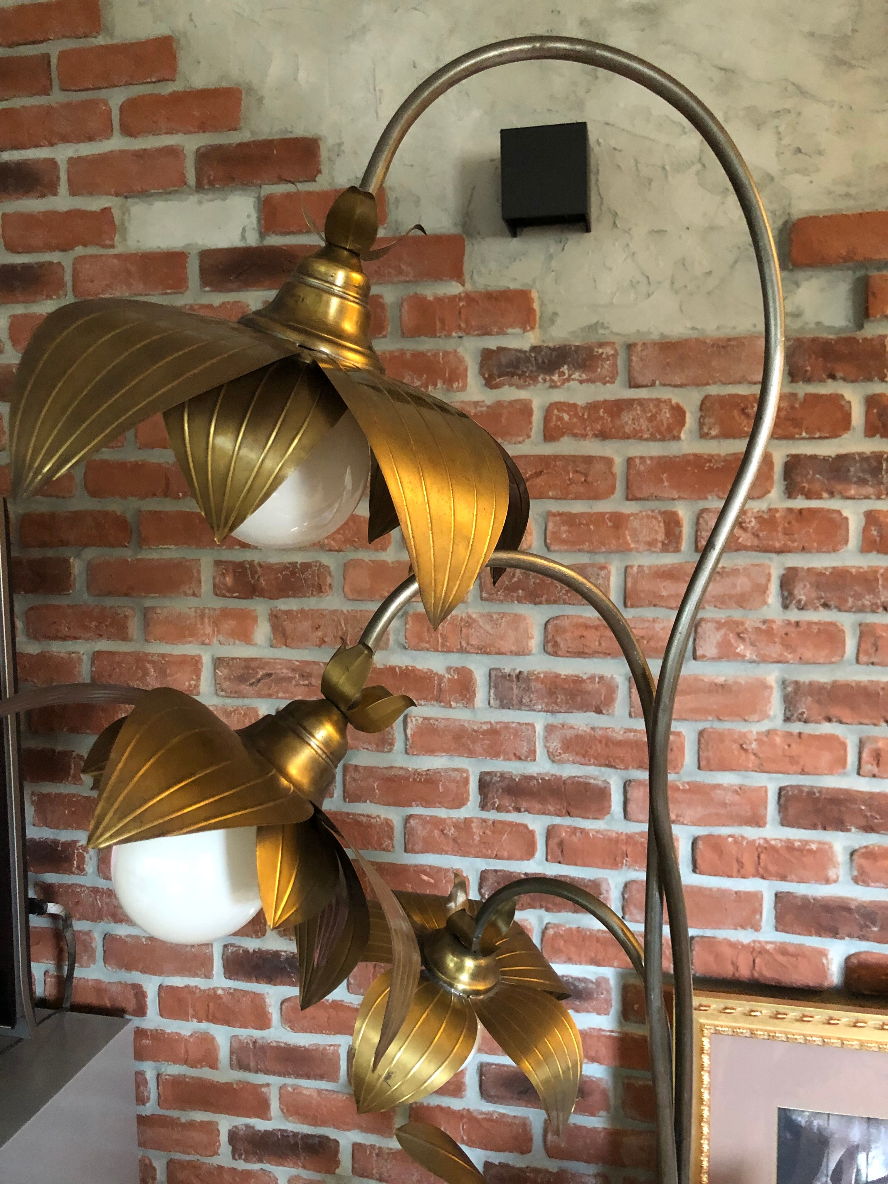 Lampadaire fleurs et plante lampe de plancher de fleur - design années 70