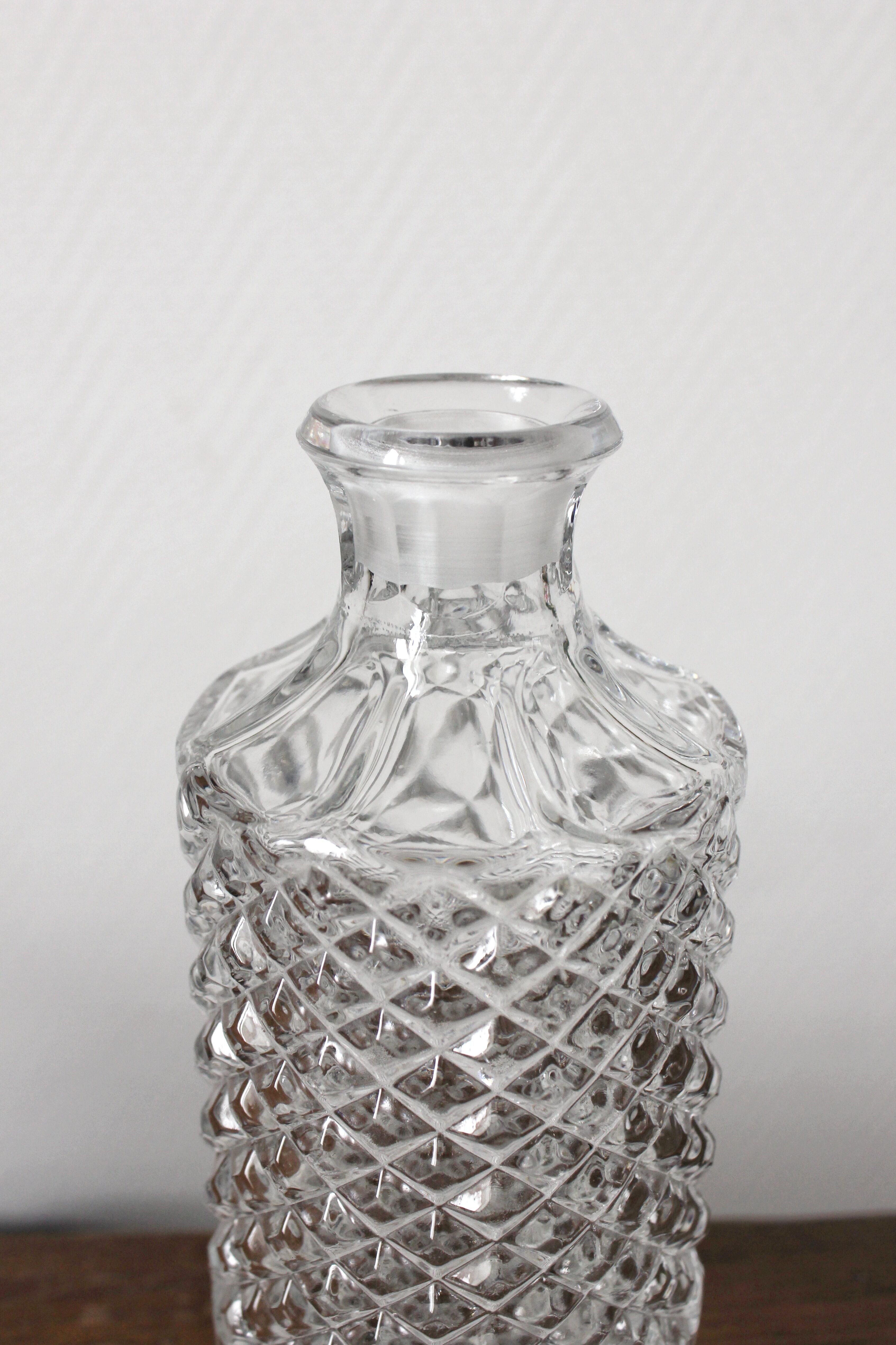 Vintage faceted cut glass round whisky decanter