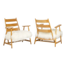 Paire de fauteuils « lounge » en hêtre blond. Années 1950