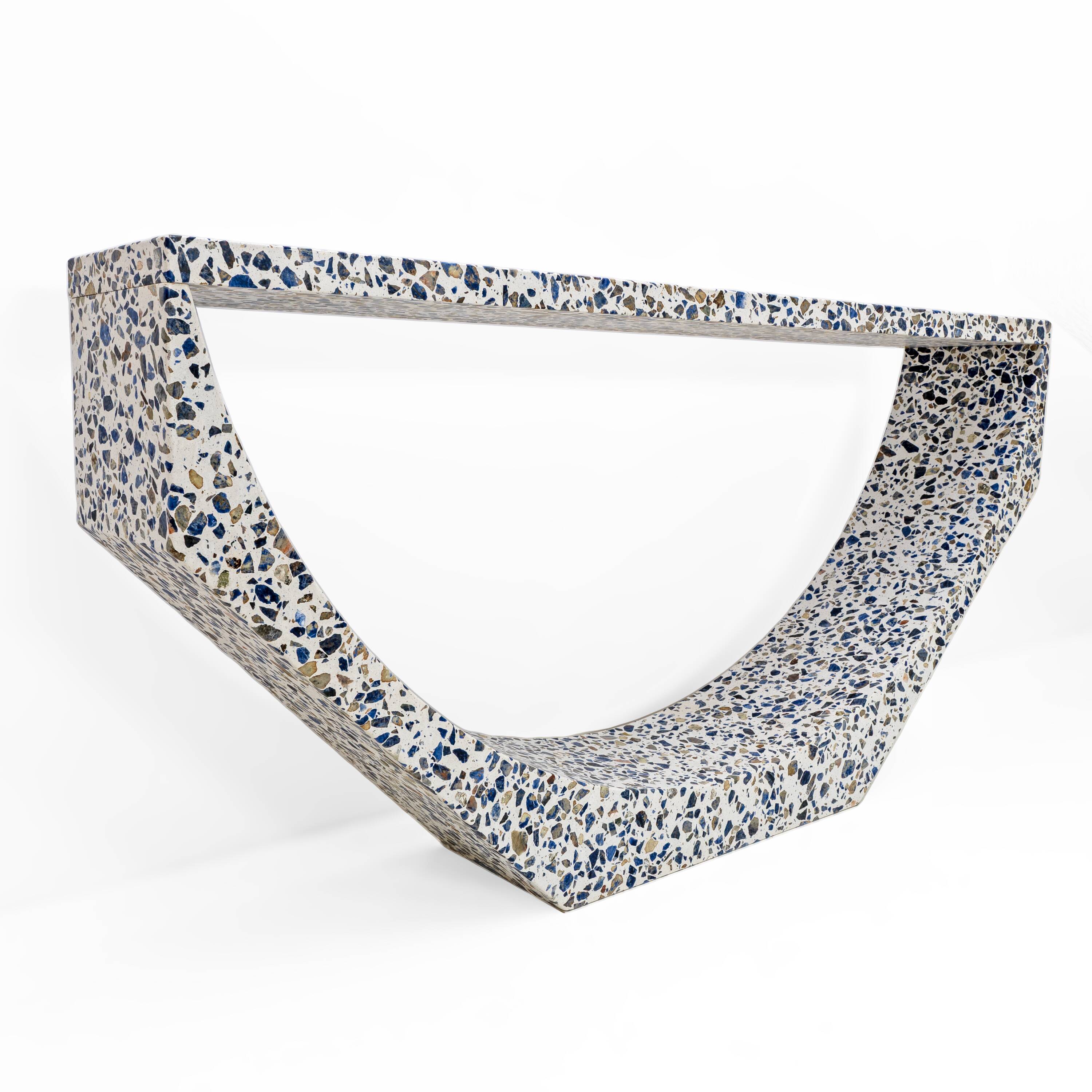Italian-designed "Arcata" Console Table White Terrazzo Marble by Domus Stud