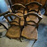 Series of 6 chairs in solid walnut and canework circa 1870