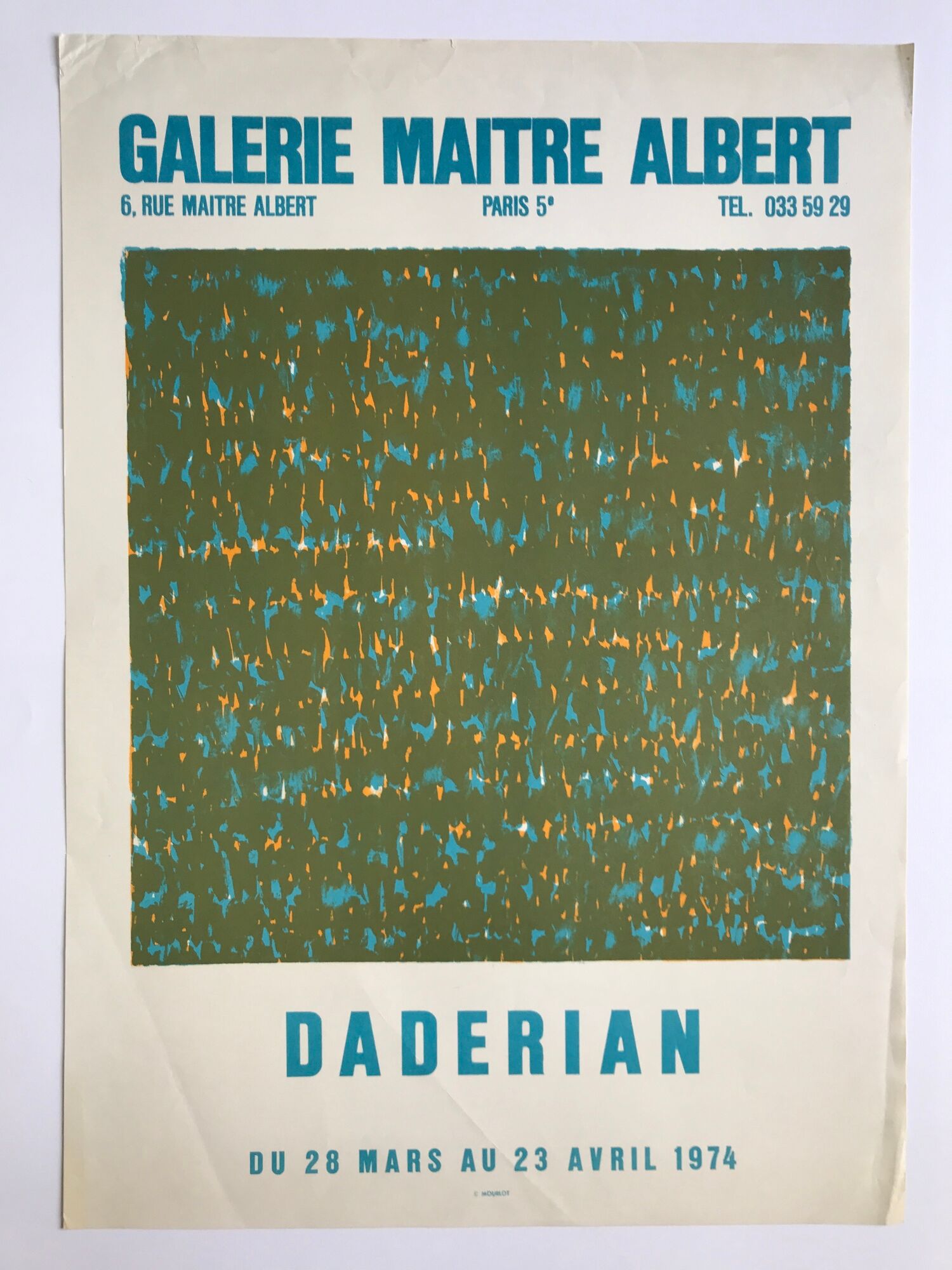 Lithograph poster by dikran daderian, galerie maître albert, 1974, mourlot imp