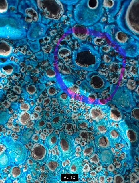 Eruptive ceramic dish from the 60s