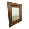 Old mirror in oak and gilded wood early 20th century beveled glass