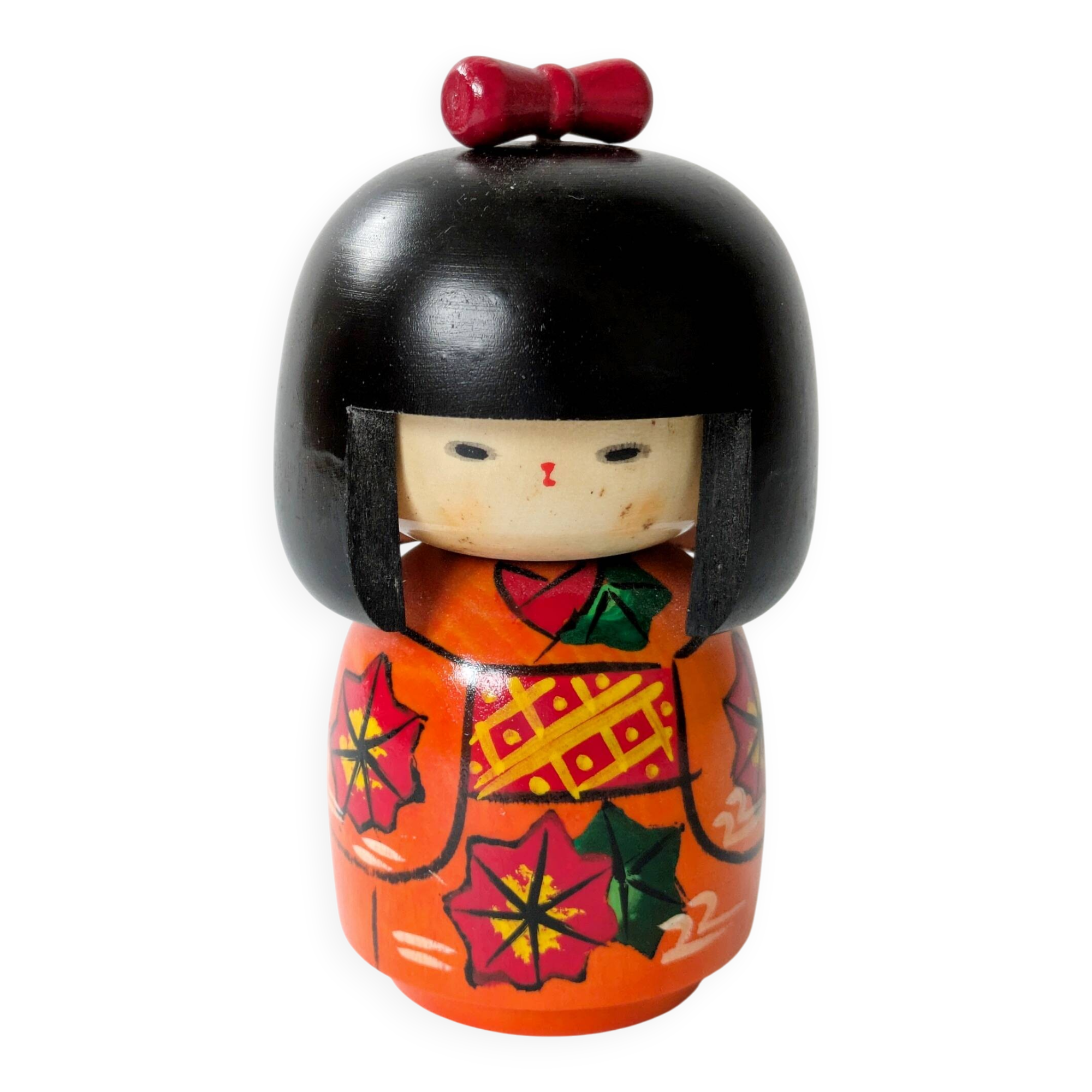 Vintage Japanese kokeshi doll, hand-painted wood