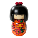 Vintage Japanese kokeshi doll, hand-painted wood