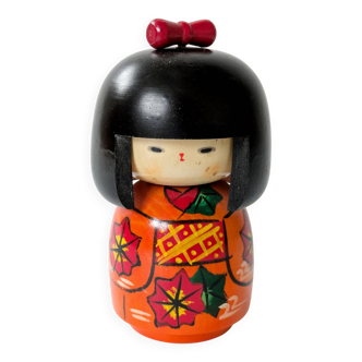 Vintage Japanese kokeshi doll, hand-painted wood