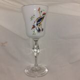 Fairground opaline vase and white glass decor bird