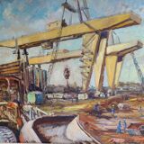 Painting 1965 industrial construction site