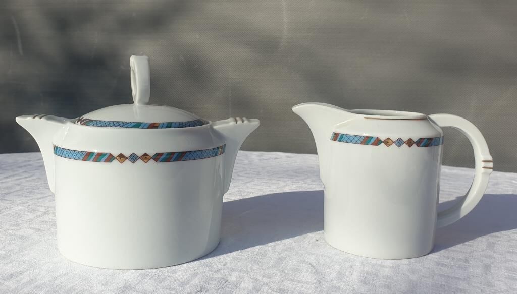 Sugar bowl and milk jug porcelain Létang & Rémy