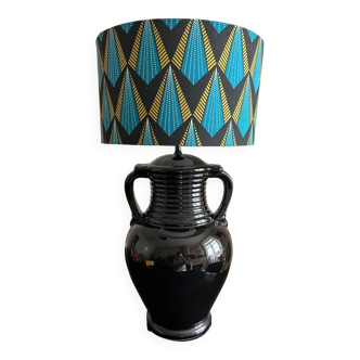 Black ceramic and wax lamp