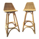 Pair of vintage stools in rattan & bamboo — 1950s