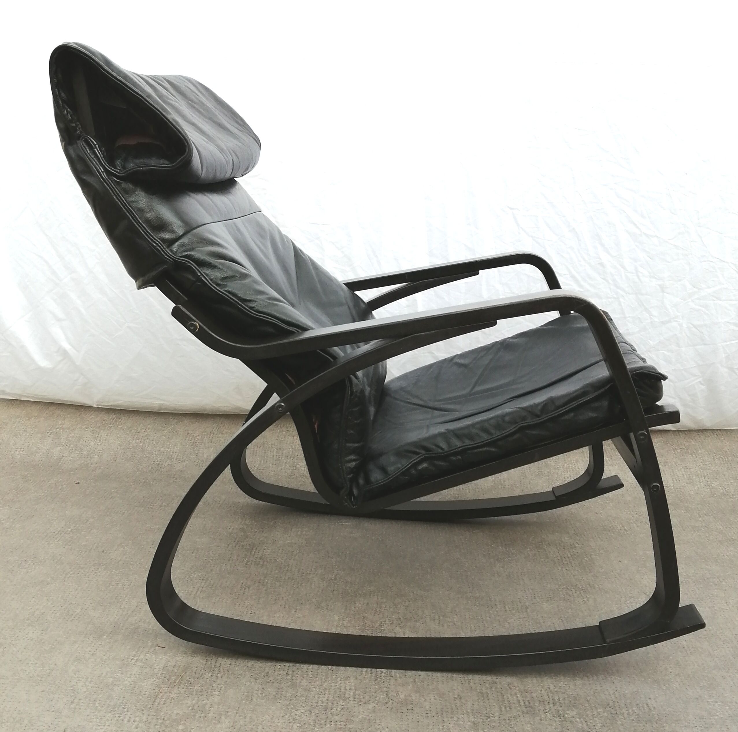 Ikea Poem leather rocking armchair from the vintage 1990s