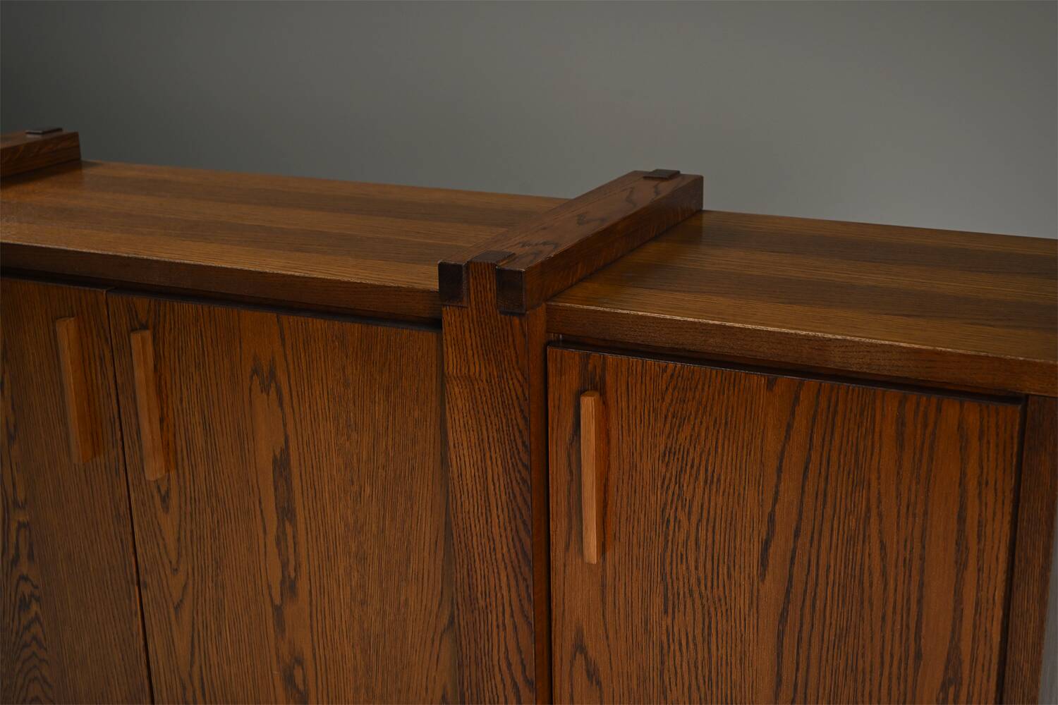 Dark stained brustalist oak sideboard, Belgium.