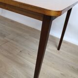 Vintage rectangular teak table with 130 cm dark legs and extension 1960 Sweden