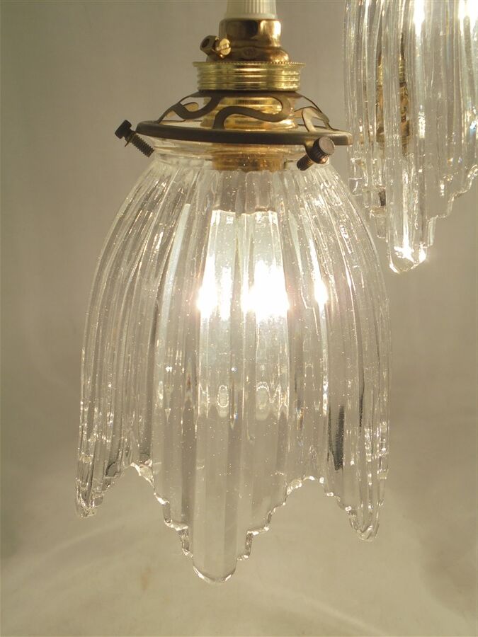 Pair of glass pendant lights