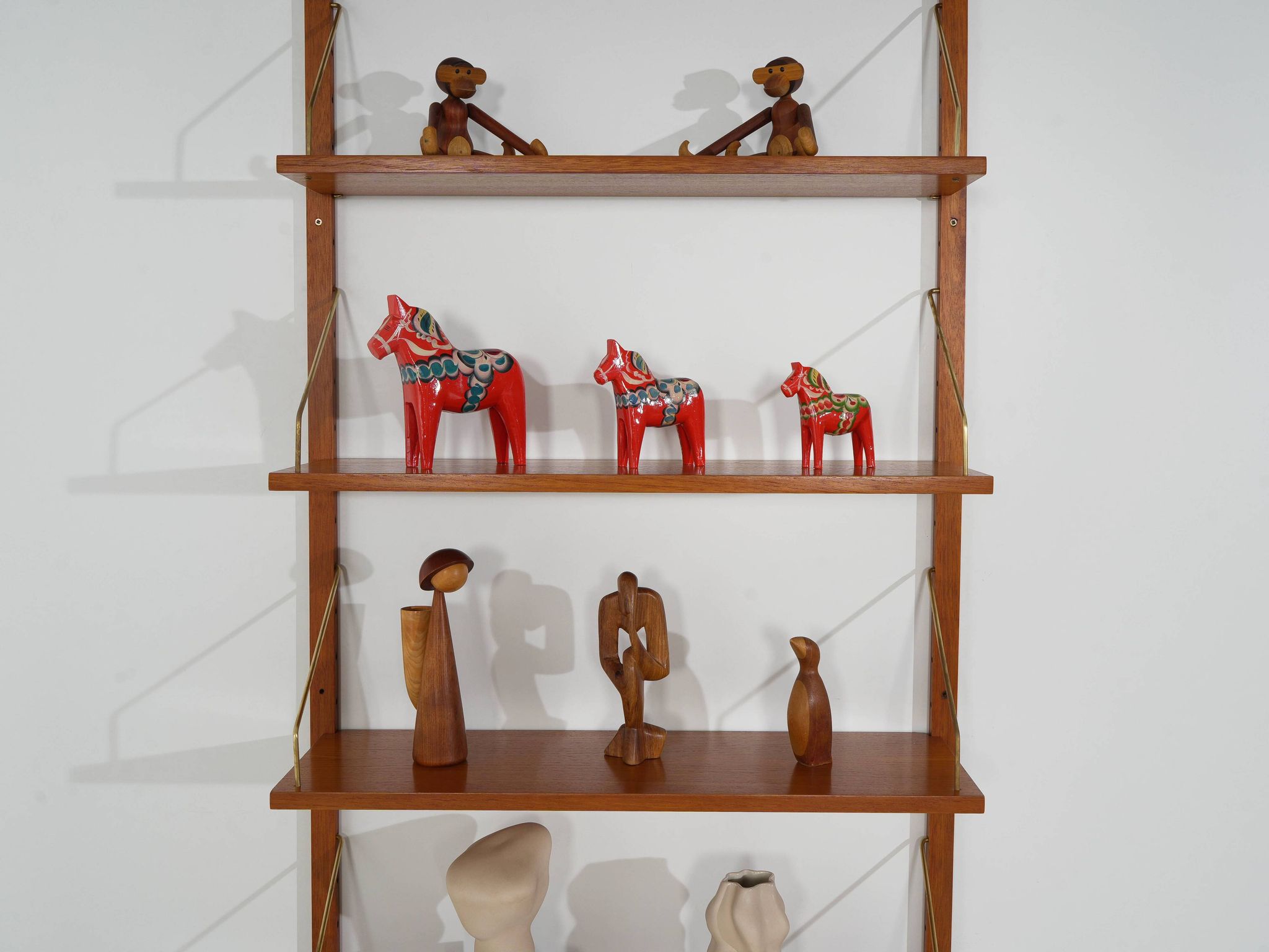 Modular shelving, teak veneer, Denmark, 1970s
