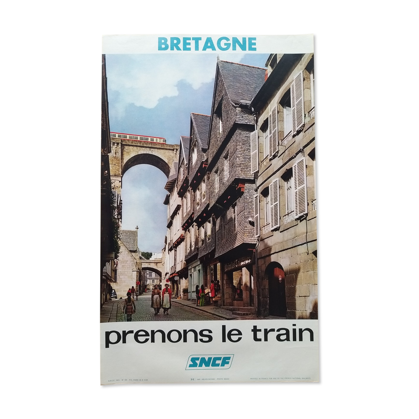 Old poster SNCF Bretagne Morlaix 1973