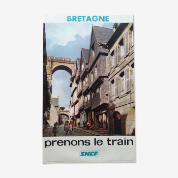 Old poster SNCF Bretagne Morlaix 1973