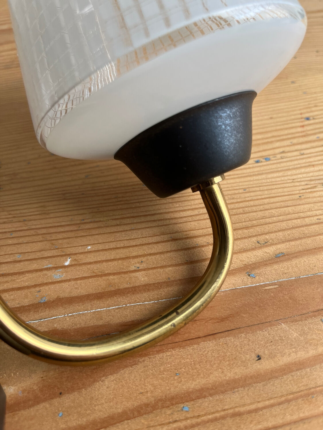 Pair of vintage glass/metal wall lights / circa 1950s 1960s