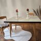 Vintage table in aqua Formica with extensions – Wooden legs