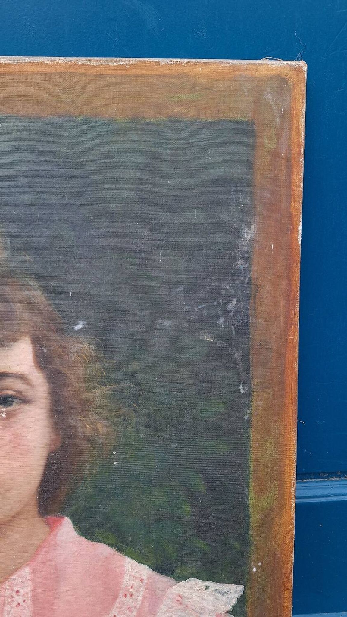 Portrait of a young bourgeois woman on canvas.
