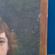 Portrait of a young bourgeois woman on canvas.