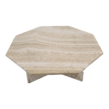 Italian octagon coffee table in travertine, 1980s
