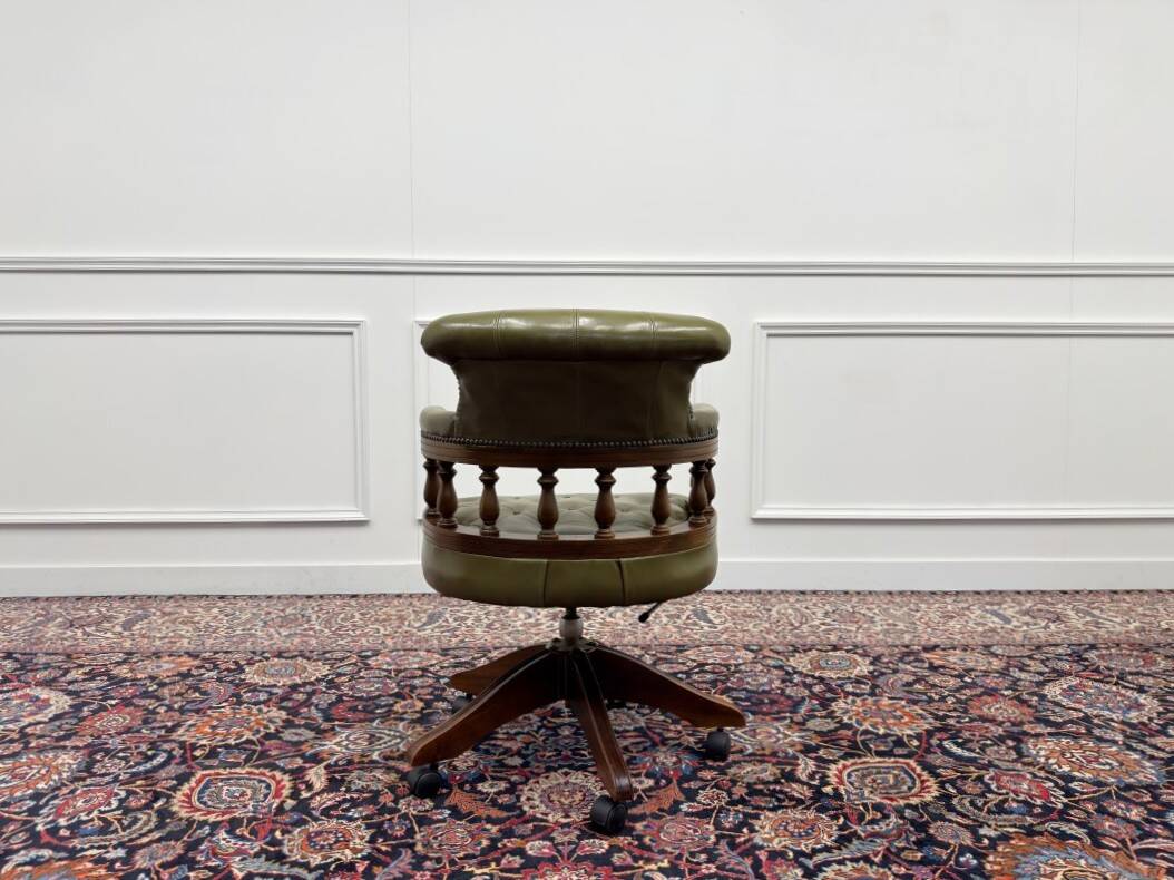 English Chesterfield Desk Chair Captain Chair Green