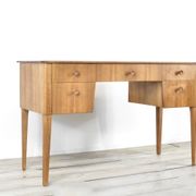 Bureau / Table console en noyer et hêtre Gordon Russell du milieu du siècle. Vintage Mo