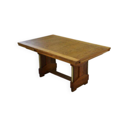 Grande table en chêne massif art déco par Henri Bonjour 1930’s