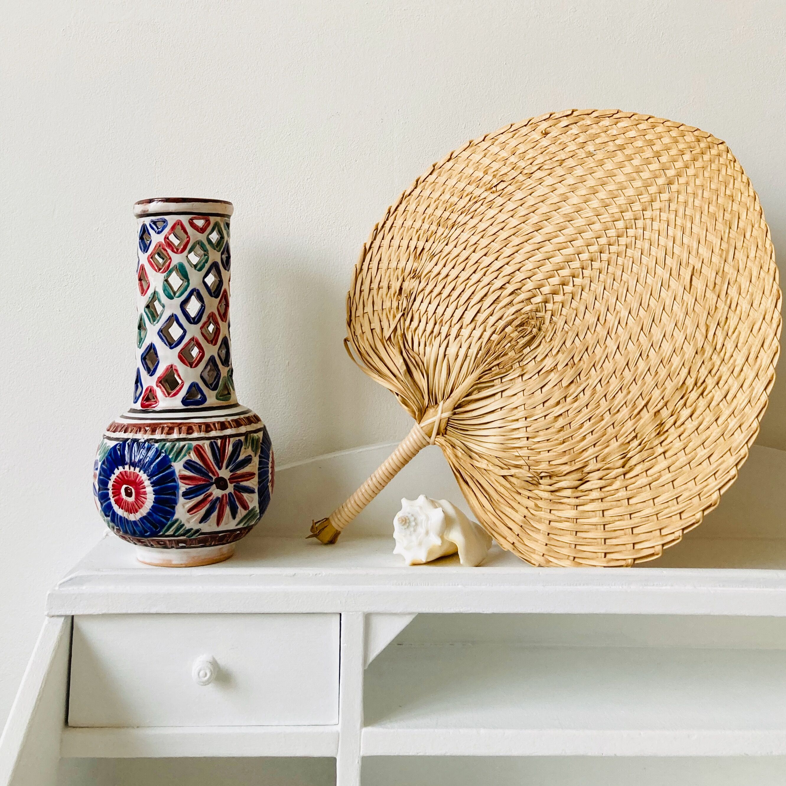 Enamelled terracotta vase