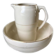 Toilet service in terre de fer longchamp cream with golden edging 40s-50s