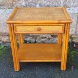 Pair of Maugrion bedside tables for Roche Bobois, bamboo, rattan 70s