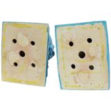 Large Temple Lion Statues Foo Dogs Blue Porcelain 25cm