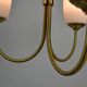 Scandinavian Modern Three-Light Pendant in Brass, Teak and Opaline Glass, 1960s