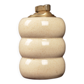 Tommaso Barbi Cream Speckled Ceramic and Brass Table Lighter 1970
